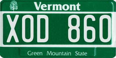 VT license plate XOD860