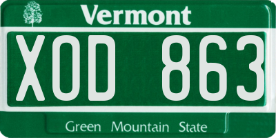 VT license plate XOD863