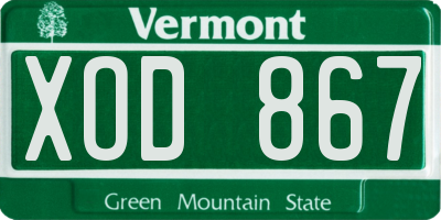 VT license plate XOD867