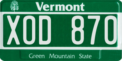VT license plate XOD870