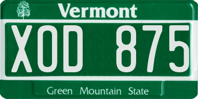 VT license plate XOD875