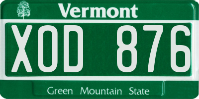 VT license plate XOD876