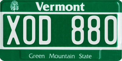 VT license plate XOD880