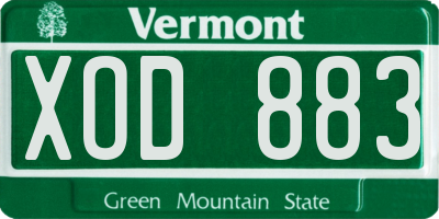 VT license plate XOD883