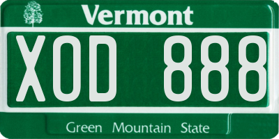VT license plate XOD888
