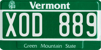 VT license plate XOD889