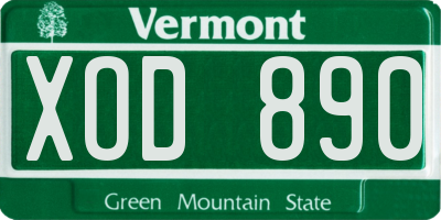 VT license plate XOD890