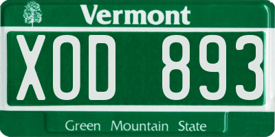 VT license plate XOD893