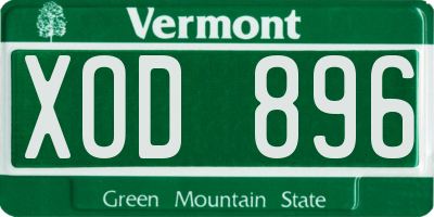 VT license plate XOD896
