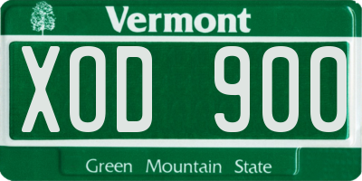 VT license plate XOD900