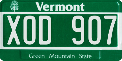 VT license plate XOD907