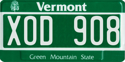 VT license plate XOD908