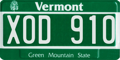 VT license plate XOD910