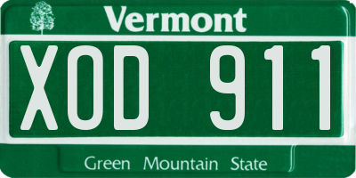 VT license plate XOD911