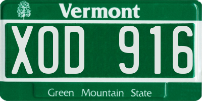 VT license plate XOD916
