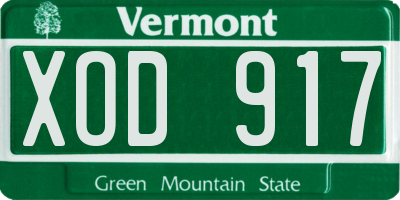 VT license plate XOD917