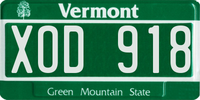 VT license plate XOD918