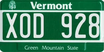 VT license plate XOD928