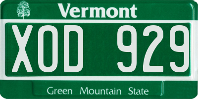 VT license plate XOD929