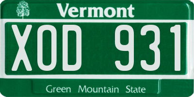 VT license plate XOD931