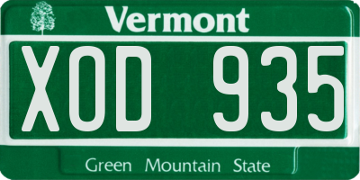 VT license plate XOD935