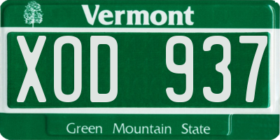 VT license plate XOD937