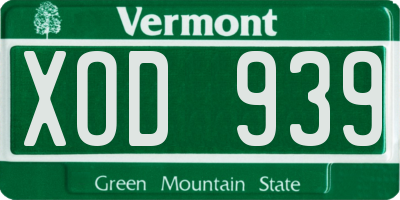 VT license plate XOD939