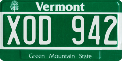 VT license plate XOD942