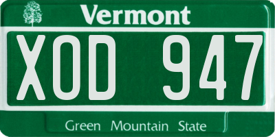 VT license plate XOD947