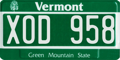 VT license plate XOD958