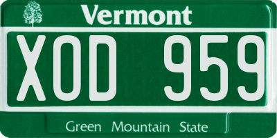 VT license plate XOD959