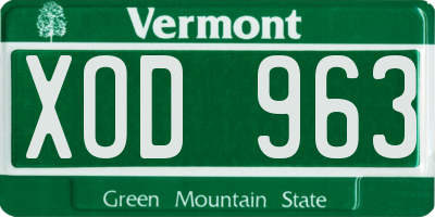VT license plate XOD963