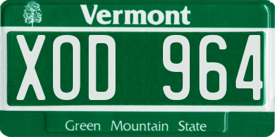 VT license plate XOD964