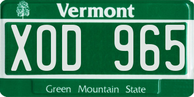 VT license plate XOD965