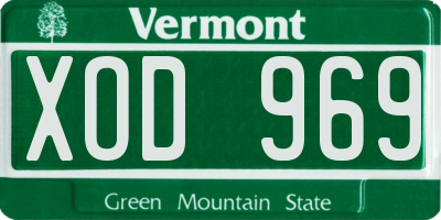 VT license plate XOD969
