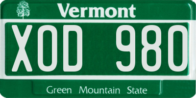 VT license plate XOD980