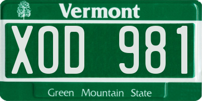 VT license plate XOD981