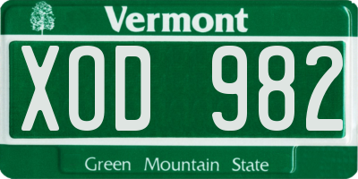 VT license plate XOD982