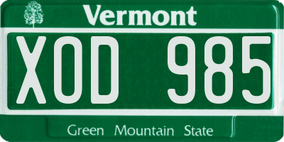 VT license plate XOD985