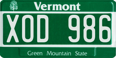 VT license plate XOD986