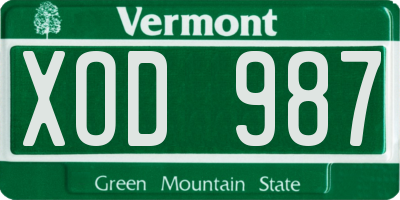 VT license plate XOD987