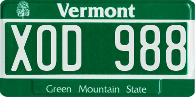 VT license plate XOD988
