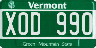VT license plate XOD990