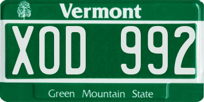 VT license plate XOD992