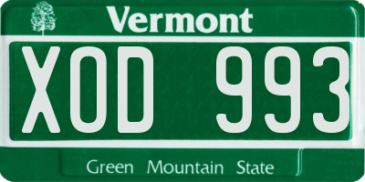 VT license plate XOD993