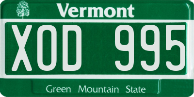 VT license plate XOD995