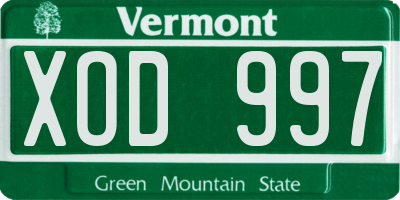 VT license plate XOD997