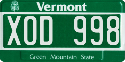 VT license plate XOD998