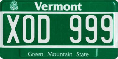 VT license plate XOD999