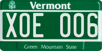 VT license plate XOE006